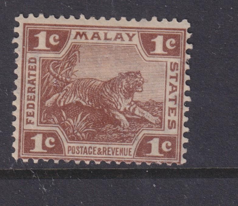 FEDERATED MALAY STATES, 1922 Script CA, 1c. Brown, lhm.