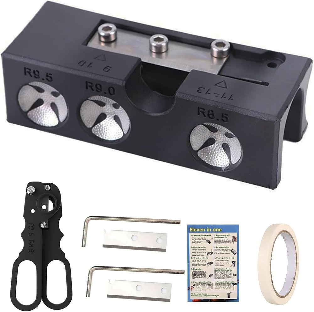 Compact 11-in-1 Pool Cue Tip Tool - Essential Accessories for Every Player