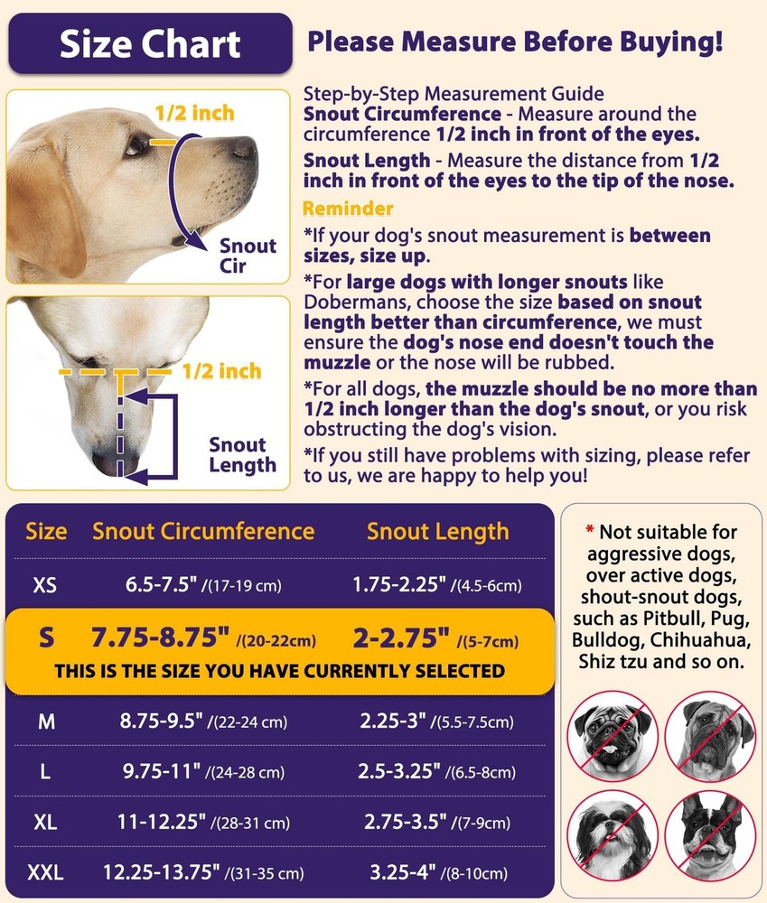 Dog Muzzle, Mesh Muzzle for Large Medium Small Dogs Allows Full Pant Drinking...