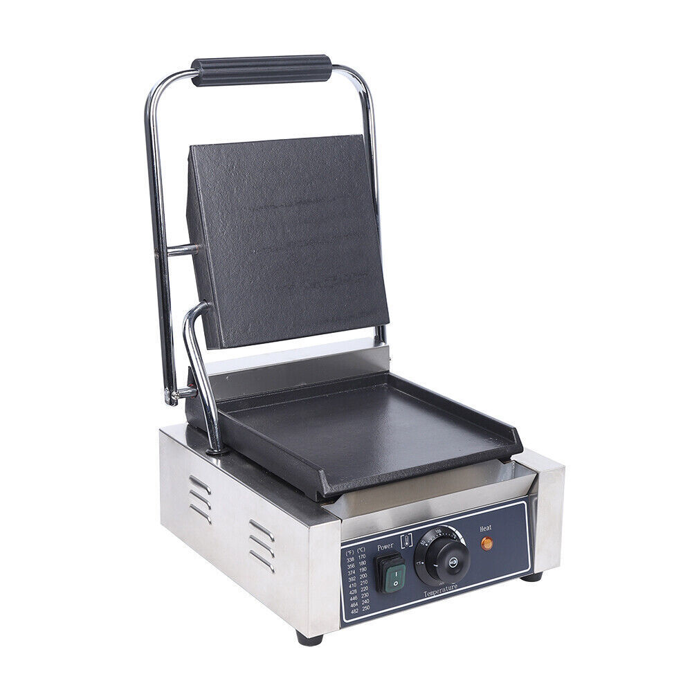 Commercial Sandwich Press Grill Griddle Panini Maker Smooth Flat Surface Steak