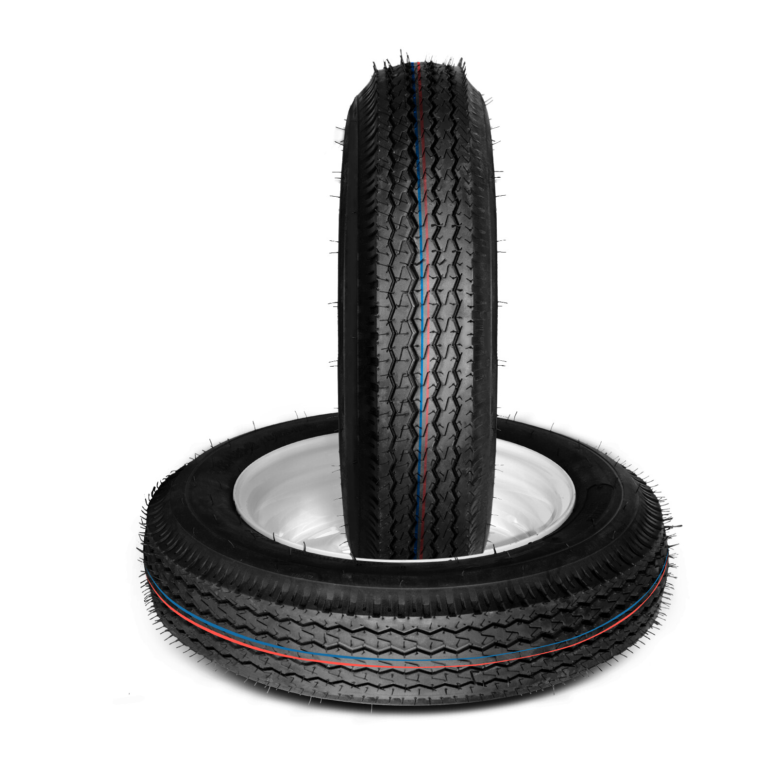 2pcs Trailer Tires & Rims 4.80-12 480-12 4.80x12 LRB 5 Lug White Spoke Wheel