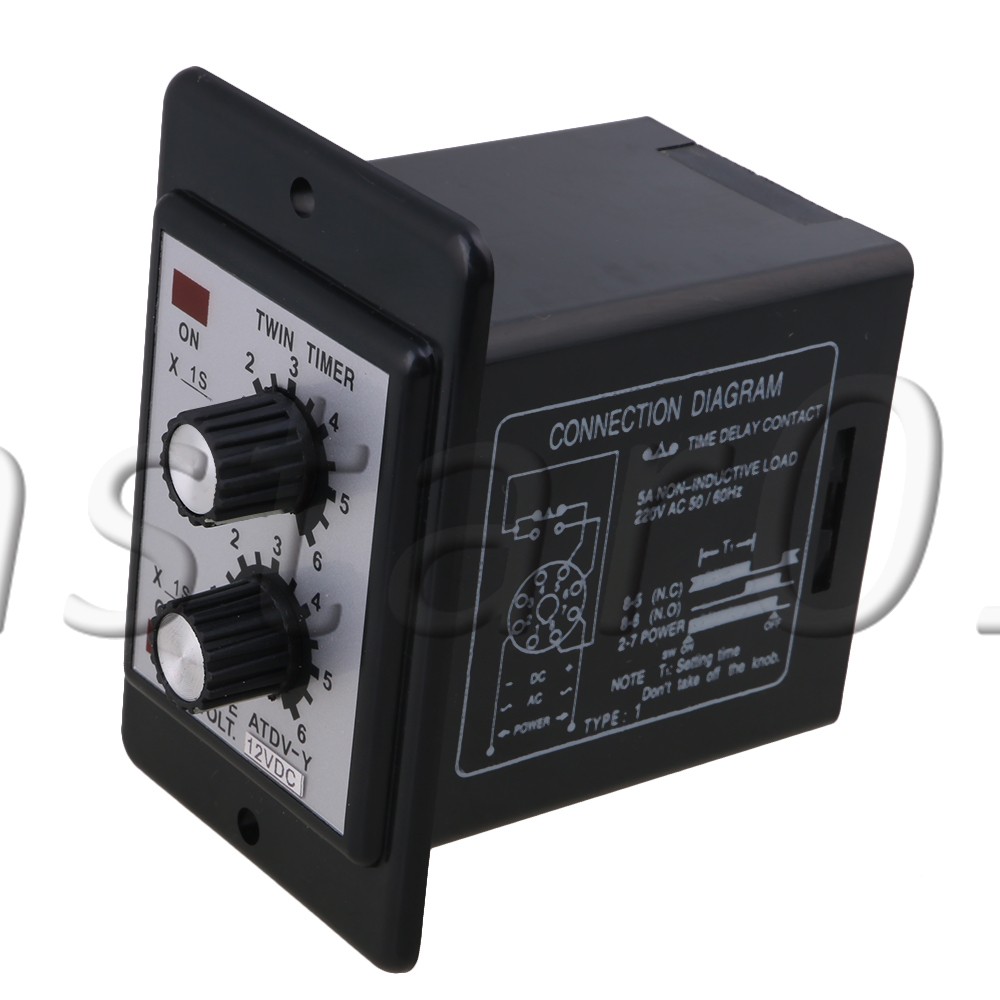 DC 12V Delay Timer ATDV-Y Repeat Cycle Time Relay Adjustable 0-6s 5A Contact