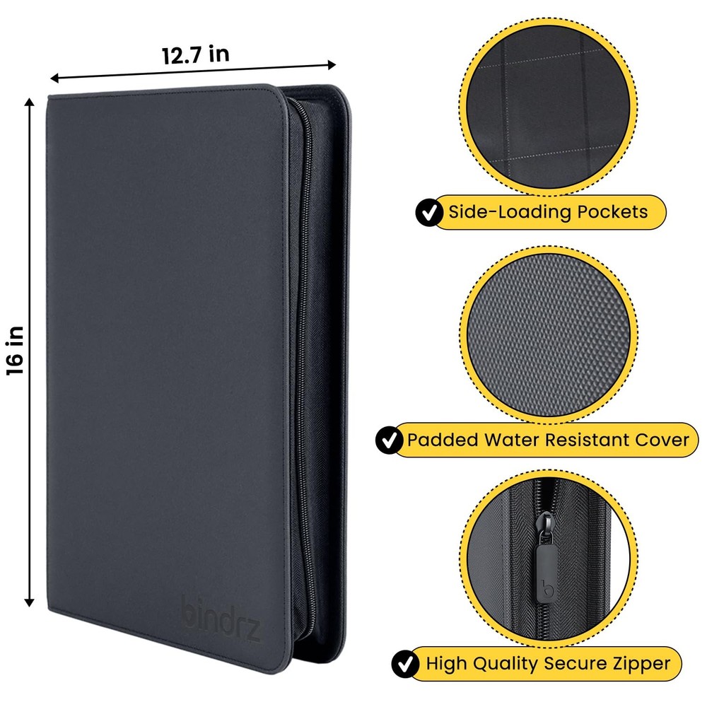 9 Pocket Top Loader Binder - Holds 252 Toploaders - Archival Safe Ringless Zi...