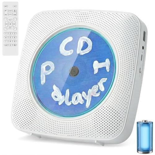 CD Player Portable Bluetooth: Mini CD Player with 1800mAh Battery White