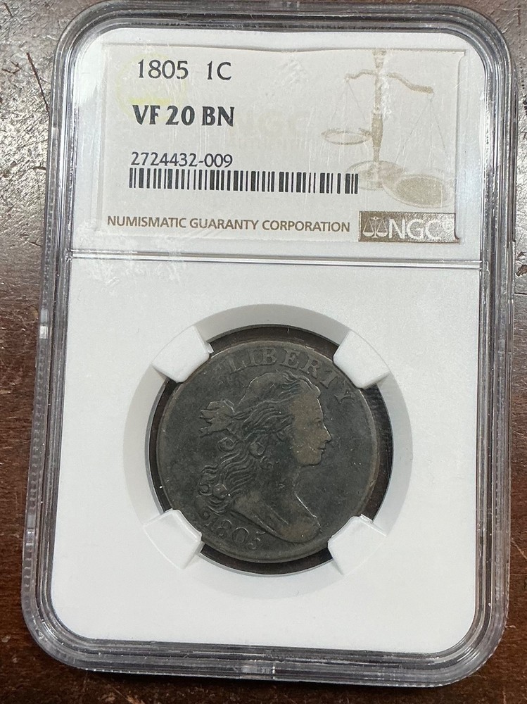NGC VF20 1805 DRAPED BUST LARGE CENT NICE FOR THE GRADE