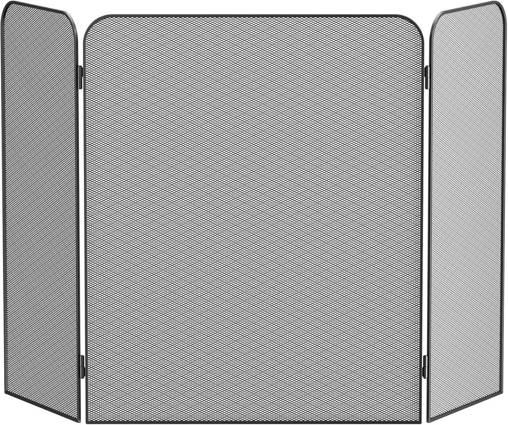 3-Panel Metal Fireplace Screen for Fireplace Fire Spark Guard Grate