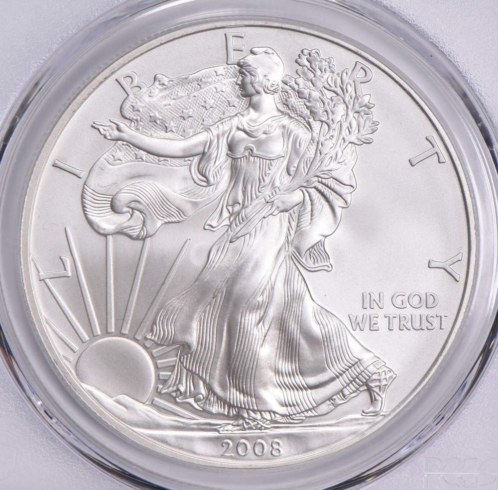 SP70 2008-W BURNISHED SILVER EAGLE PCGS Blue Label