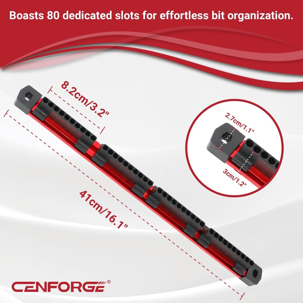 Cenforge 2-PC Magnetic Drill Bit Organizer, Slidable Rack, 80...