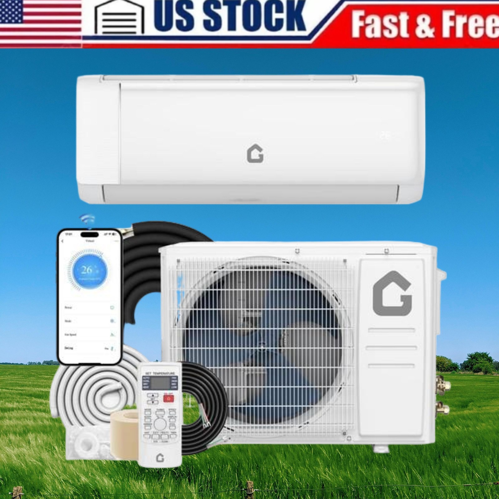 12000 BTU Ductless Mini Split Air Conditioner and Heat Pump 21 SEER2 230V Ac