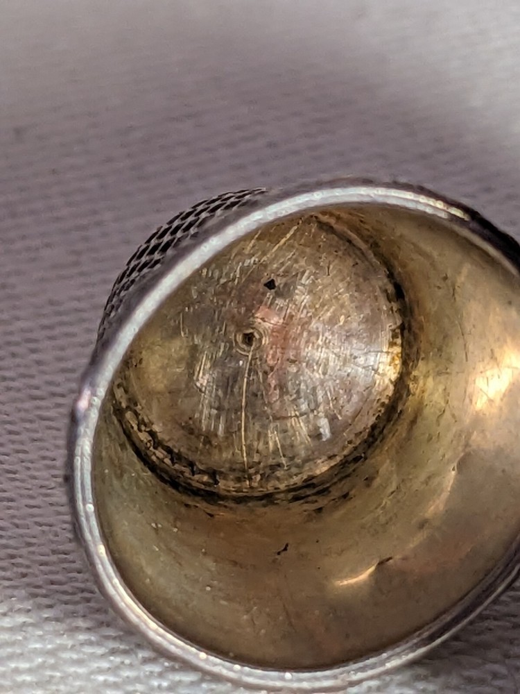 Deeply Engraved Embossed Small Sterling Thimble Size 4 Monogramed