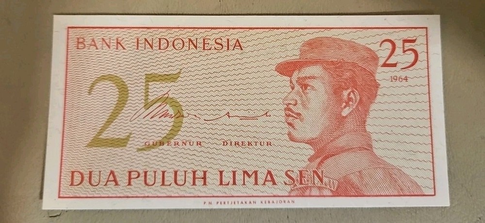 1964 Indonesia 25 Sen Note