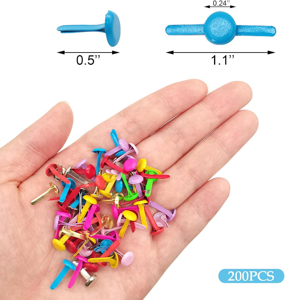 Quacc 200Pcs Multicolor Split Pins round Scrapbooking Brads Split Pins Paper