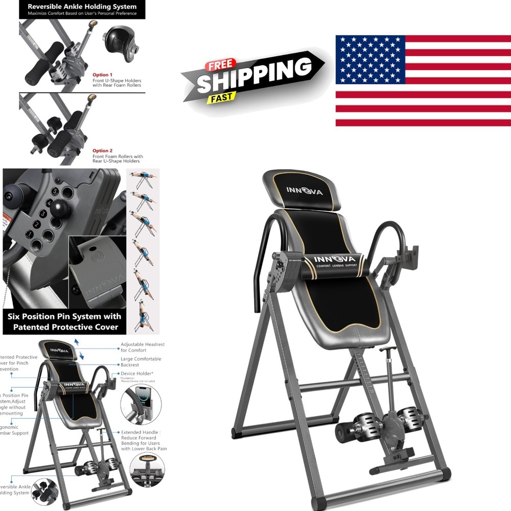 Inversion Table for Home Use with Adjustable Headrest and Extended Ankle Holders