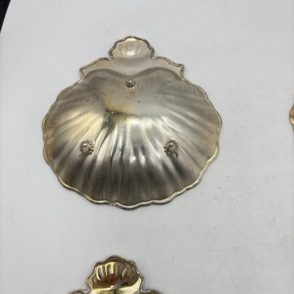 Set Of 4 Silverplate Seashell Trinket Candy Dish Bowl HRF 1984 Vintage