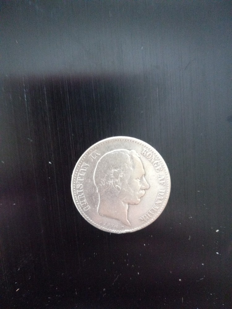 1876 Denmark 2 Kroner Silver Foreign Coin