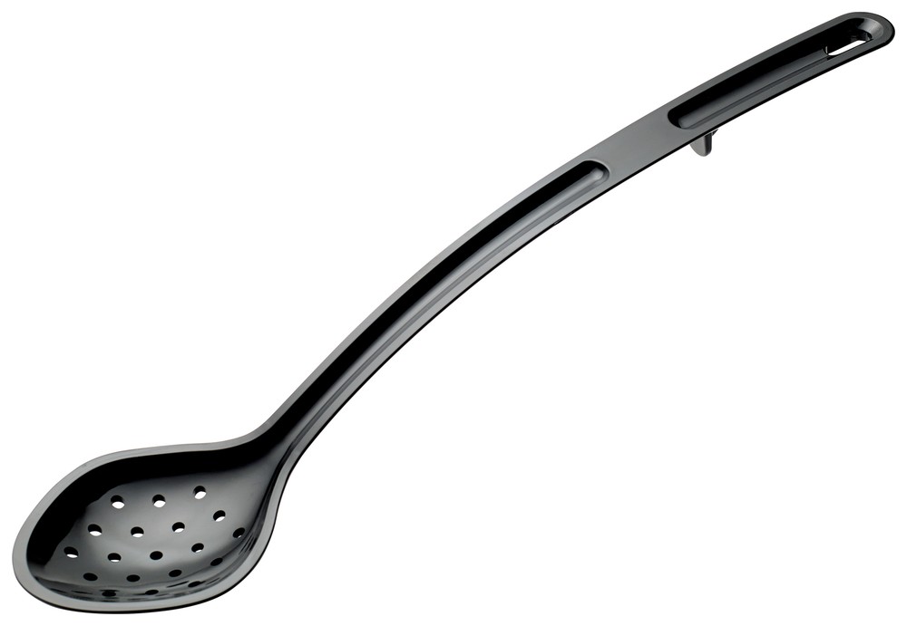 15" Perforated Serving Spoon, Black, PC, Curve (12 Each)