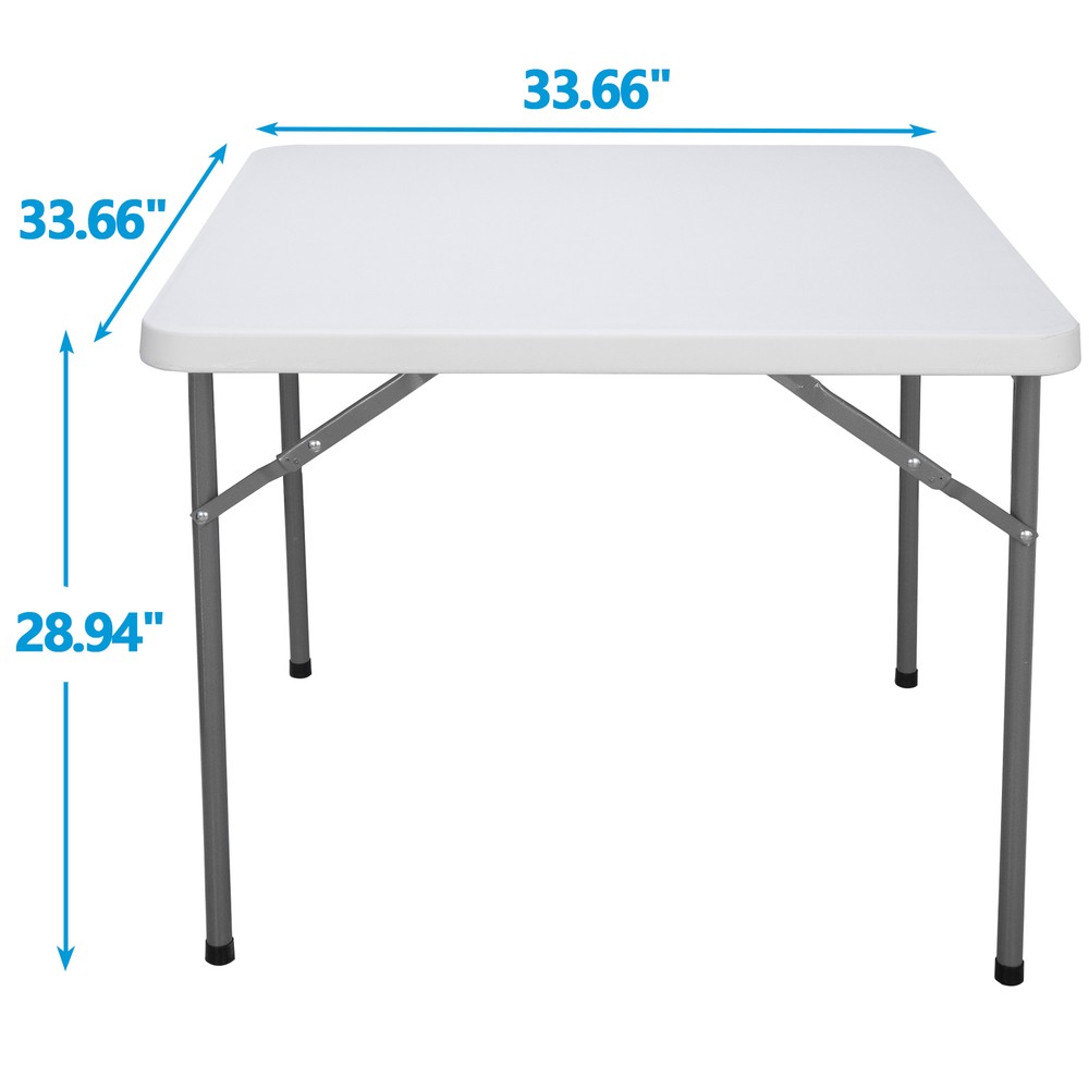 3 ft Portable Plastic Folding Table Square Card Table for Camping Picnic White