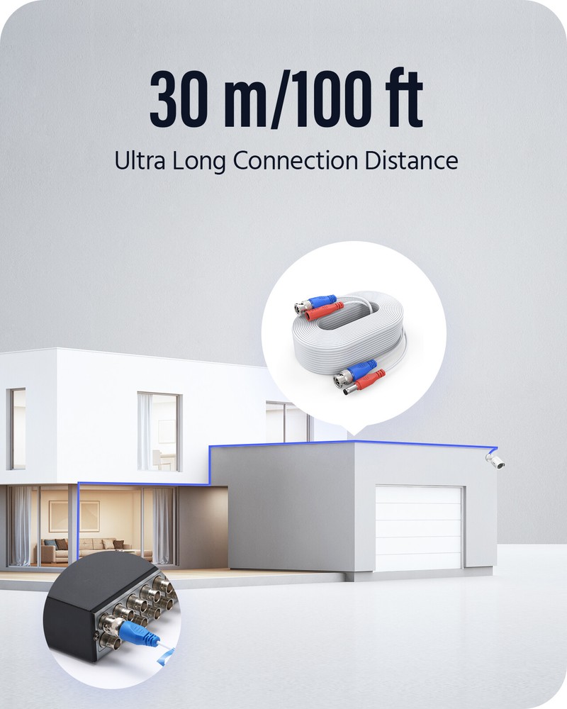 ANNKE 100ft/30m Power Extention Cable Surveillance for CCTV DVR Camera System