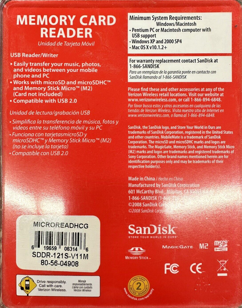 SanDisk MobileMate Micro Memory Card Reader from Verizon Wireless