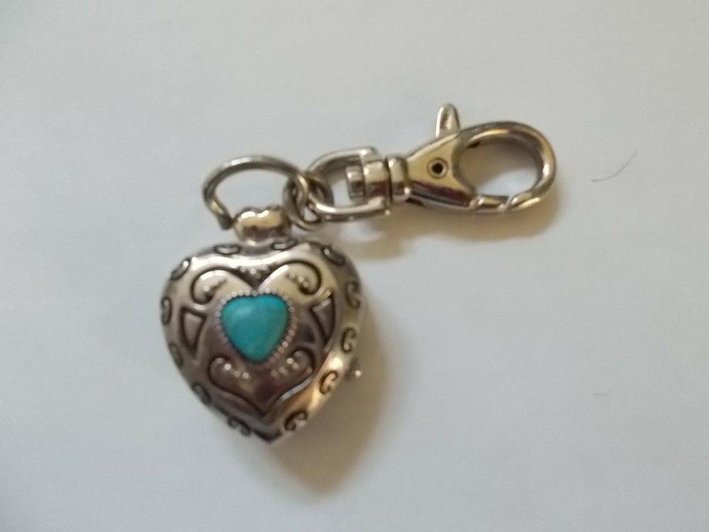 Turquoise and Silver Hinged Heart Key Ring Watch