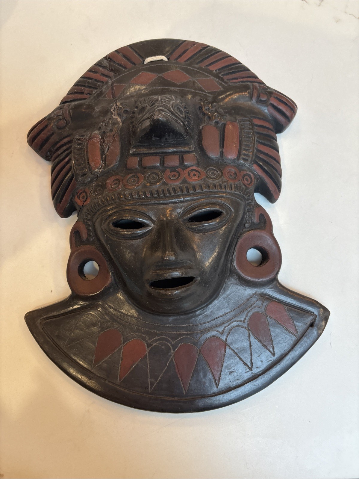 Aztec Mayan Inca  Warrior/God Mask Wall Hanging Mexican Terracotta/Clay