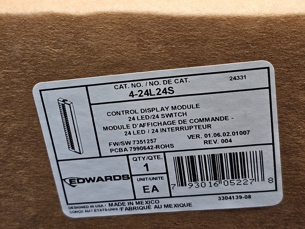 Edwards LED 4-24L24S CONTROL DISPLAY MODULE 24 LED/24 SWITCH