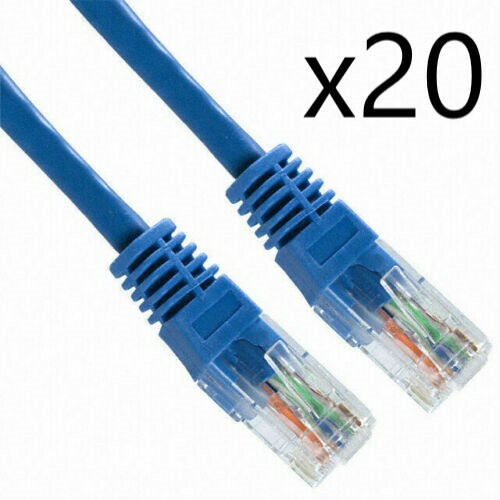 20 Pack Lot - 3ft CAT5e Ethernet Network LAN Router Patch Cable Cord Wire Blue