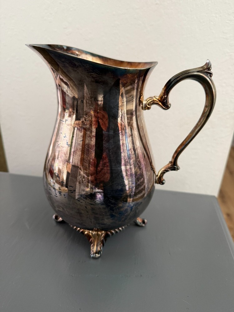 Vintage Wm Rogers Silver-Plated Footed Beverage Pitcher