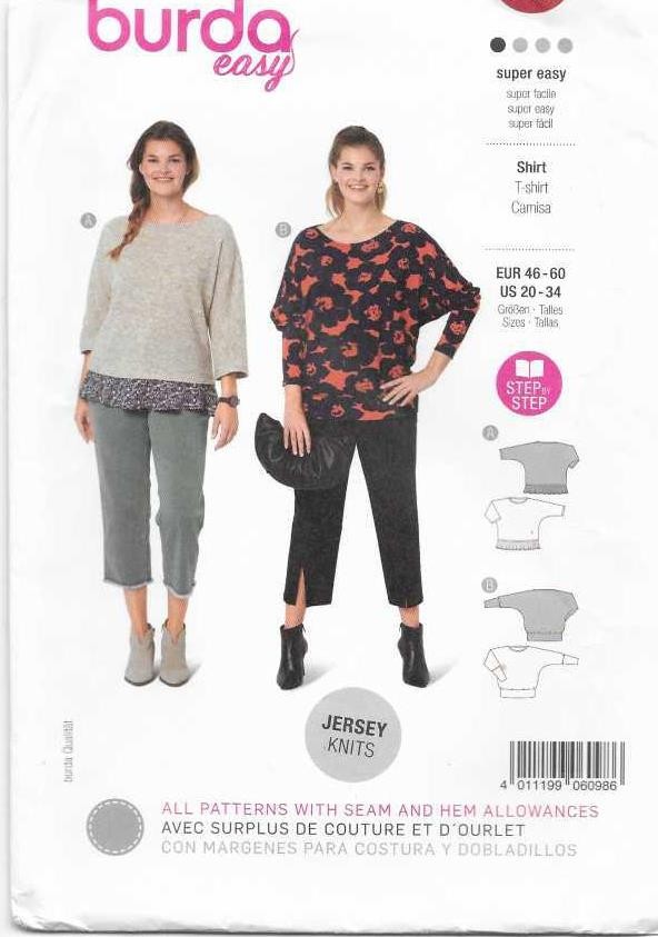 C253 BURDA 6098: TOP SIZE 20-34 SEWING PATTERN