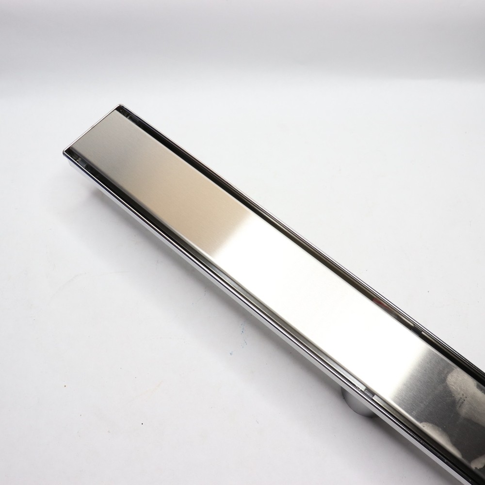 Rainlex Linear Shower Drain with Square Pattern Drain Cover Brushed Nickel 24"