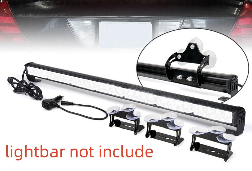 Adjustable Mount Bracket w/ Suction Cups For LED Emergency Strobe Light Bar