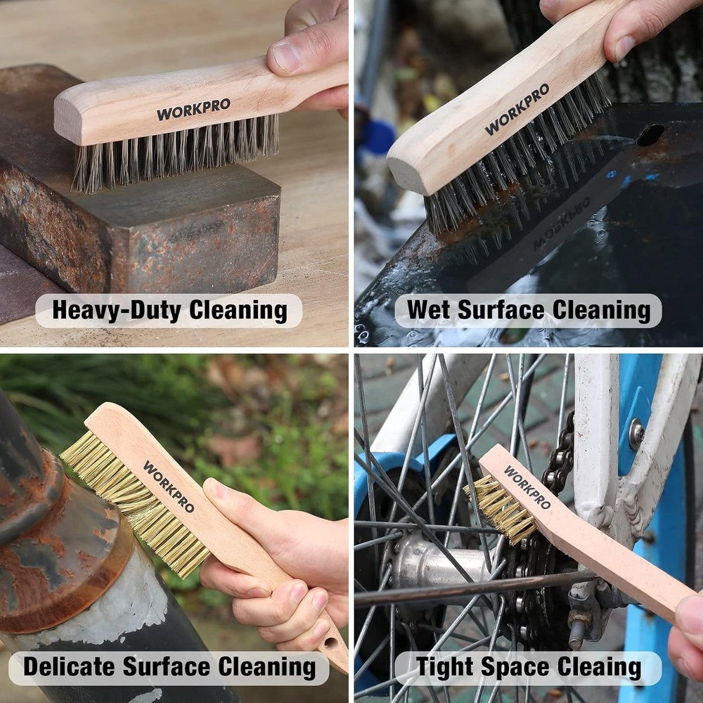 6-Piece Wire Brush Set, Brass & Stainless Steel Rust Cleaning Brushes