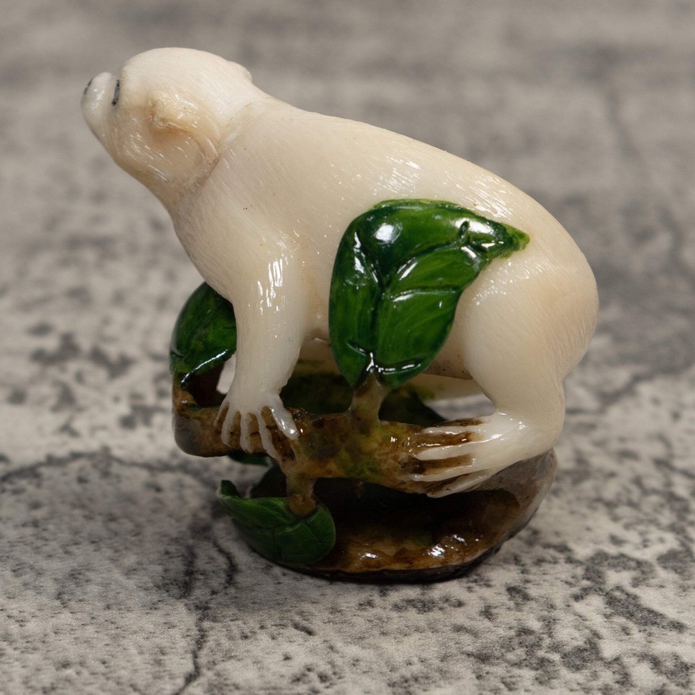 White Natural Monkey Tagua Carving