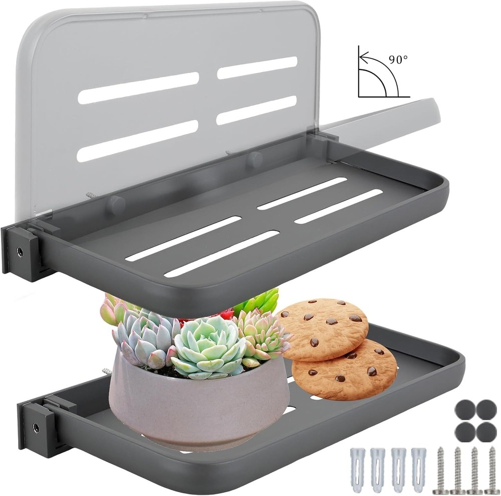 2Pcs RV Aluminum Foldable Shelf, Wall-Mounted Foldable Shelf, Easy to Install
