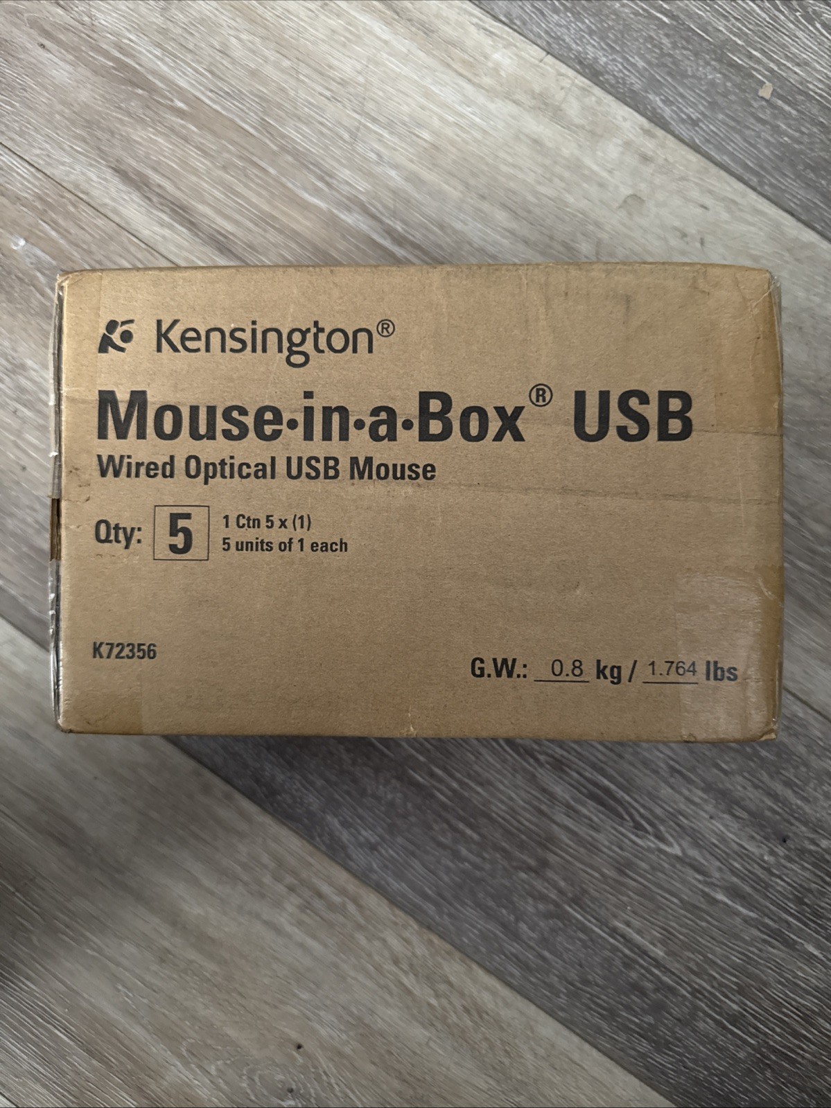 Kensington M01215 Mouse in Box Wired Optical USB Computer PC K72356US - 5 Pack