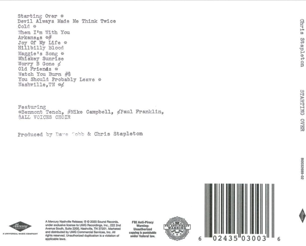 Chris Stapleton Collection - Higher / Traveller / Starting Over 3 CD Set
