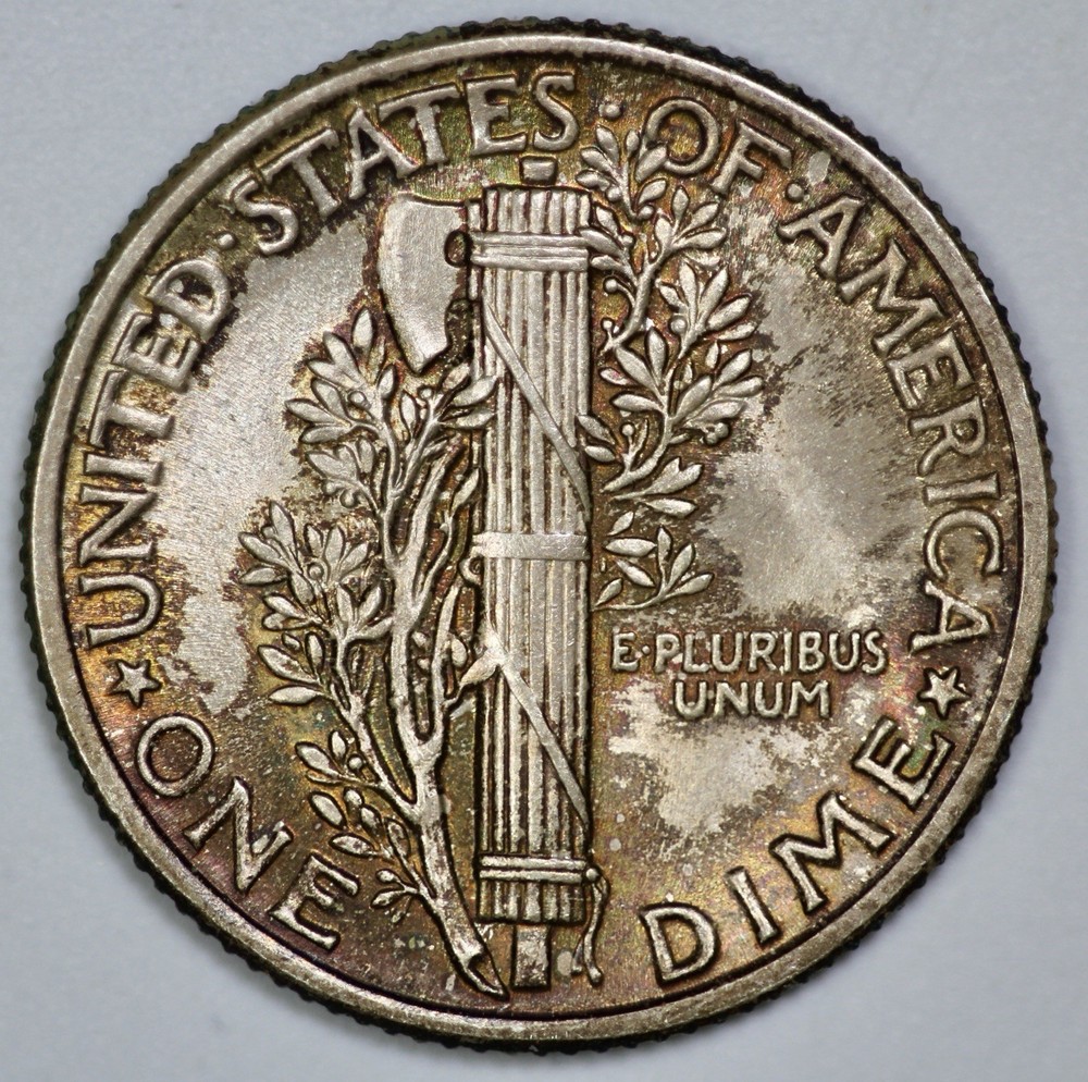 1939 Mercury 10c Silver Dime GEM UNC Toned
