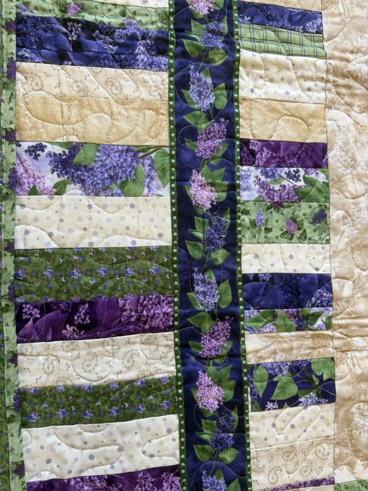 Patchwork Purple lilac quilted blanket 44x46 handmade