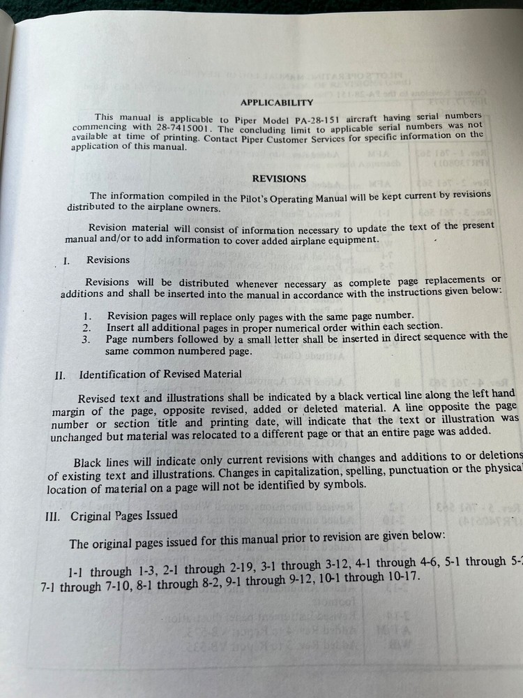 Piper Cherokee Warrior Information Manual