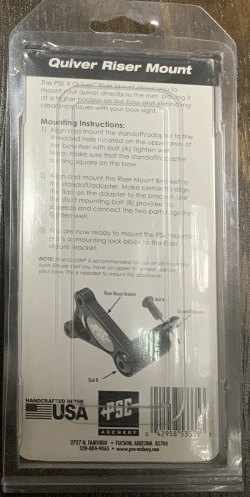 PSE Archery X Quiver Riser Mount Extended Quiver Mount - Black