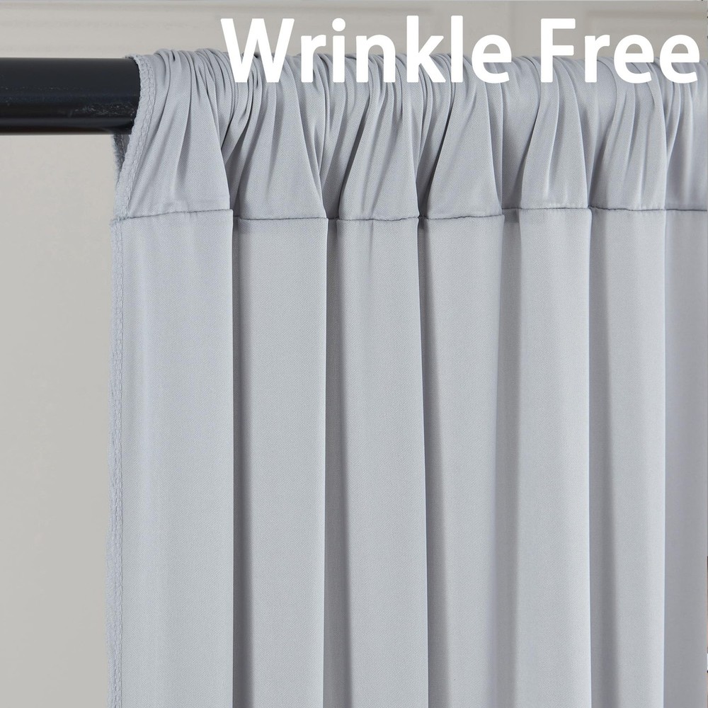 10ftx8ft Wrinkle Free Silver Backdrop Curtain for Parties Thick Polyester Bac...