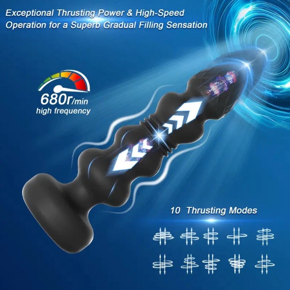 Thrusting Vibrating Anal Butt Plug Dildo Prostate Massager with Remote Control