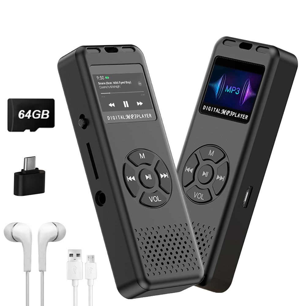 64GB Digital Voice Recorder w/ Playback FM radio Audio Recording & Play Music