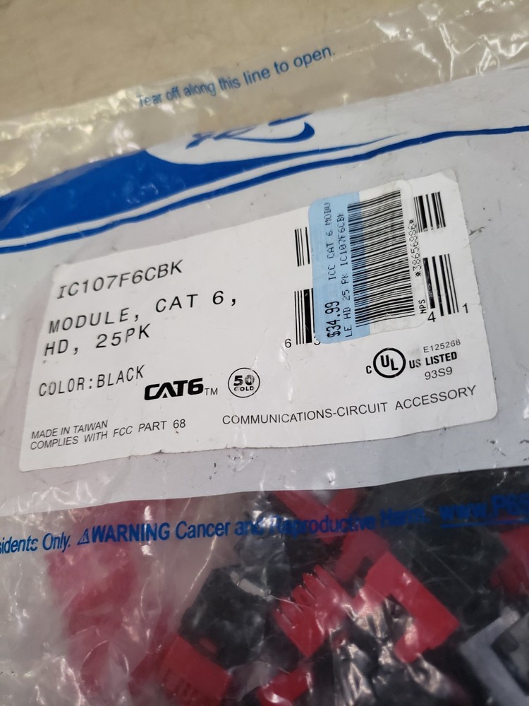 IC107F6CBK Cat6 HD Module - 25 Pack - Black