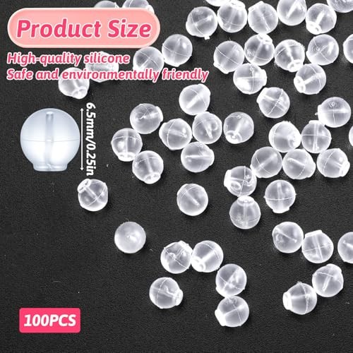 100 Pcs Soft Silicone Earring Backs, Rubber Earring Backs Soft Clear, Rubber
