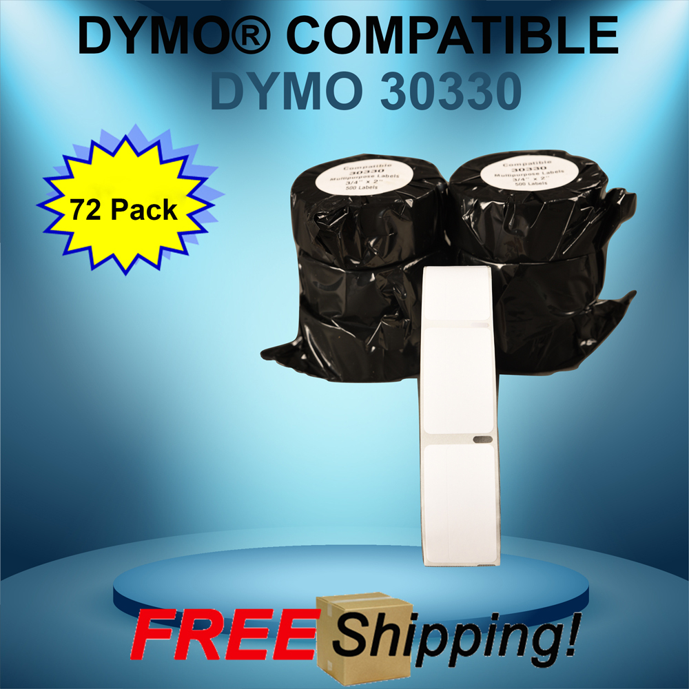 72 Rolls Dymo® Endicia® Compatible 30330 White Rectangular Labels Multipurpose