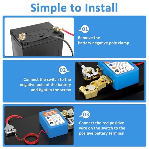 Kill Switch for Car, 12V/24V 250A Remote Battery Disconnect Switch Automatic