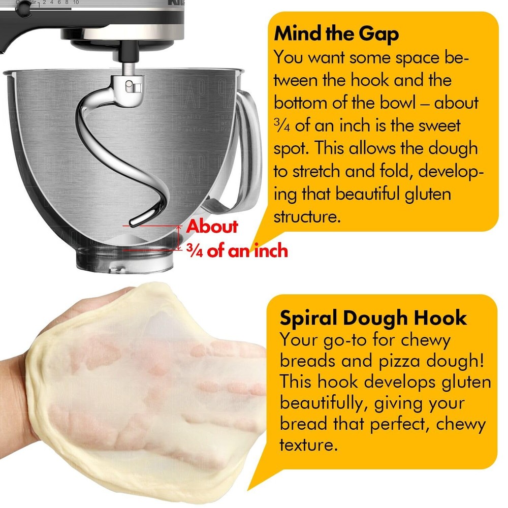 Spiral Dough Hook Replacement for KitchenAid 7/8 Qt.