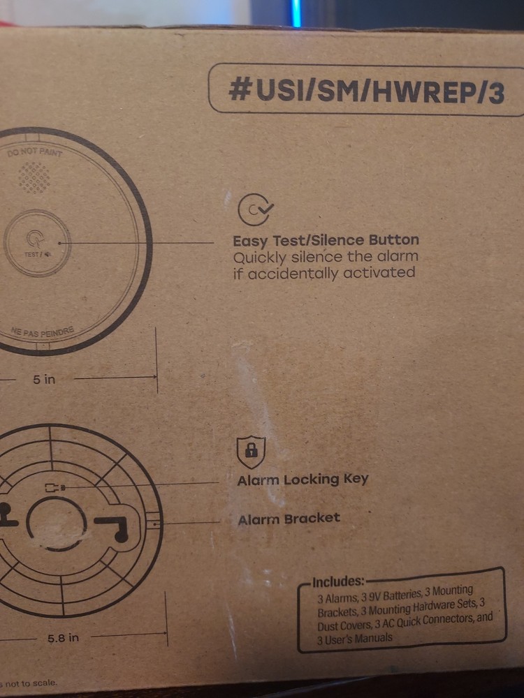 (3-Pack) Universal Security HARDWIRED & 10-Year Battery Smoke Detector