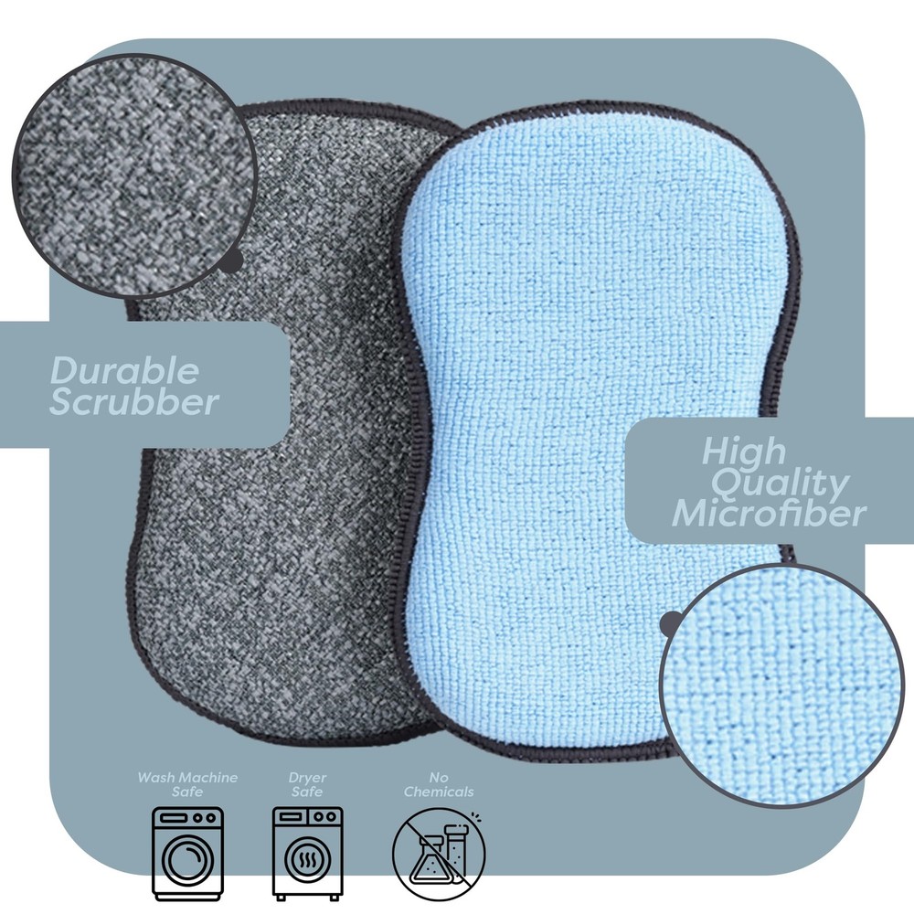 Multi-Purpose Sponges Kitchen by Scrub-it - Non-Scratch Microfiber sponges fo...